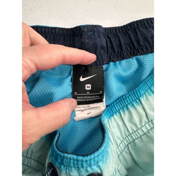 Nike Mens Blue Gradient Swim Trunks Medium Mesh Lining Polyester Elastic Waist - Picture 2 of 11